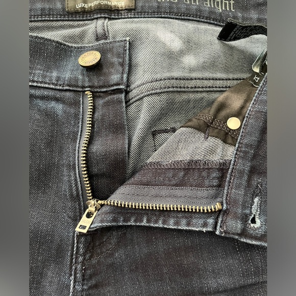 7 For All Mankind The Straight Jeans Mens Size 32 Dark Blue Mid Rise - Picture 10 of 11